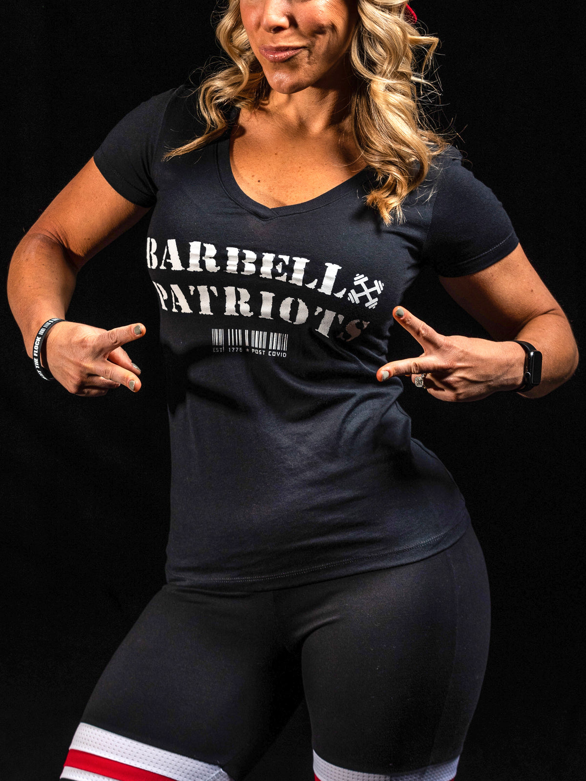 BARBELL PATRIOTS Womens V-Neck T-Shirt