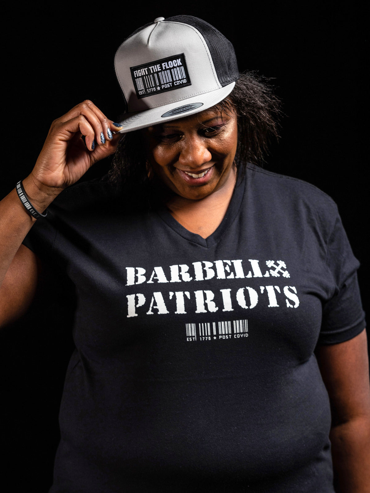 BARBELL PATRIOTS Womens V-Neck T-Shirt