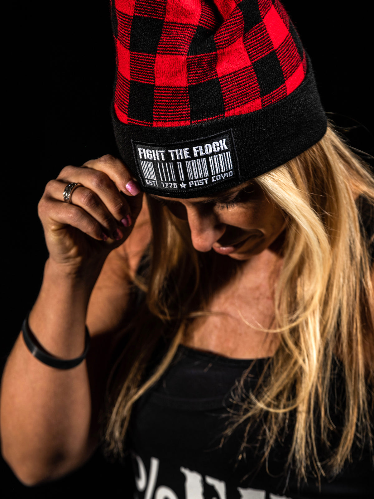 BARCODE LOGO Beanie - Cuff (Plaid Red / Black)