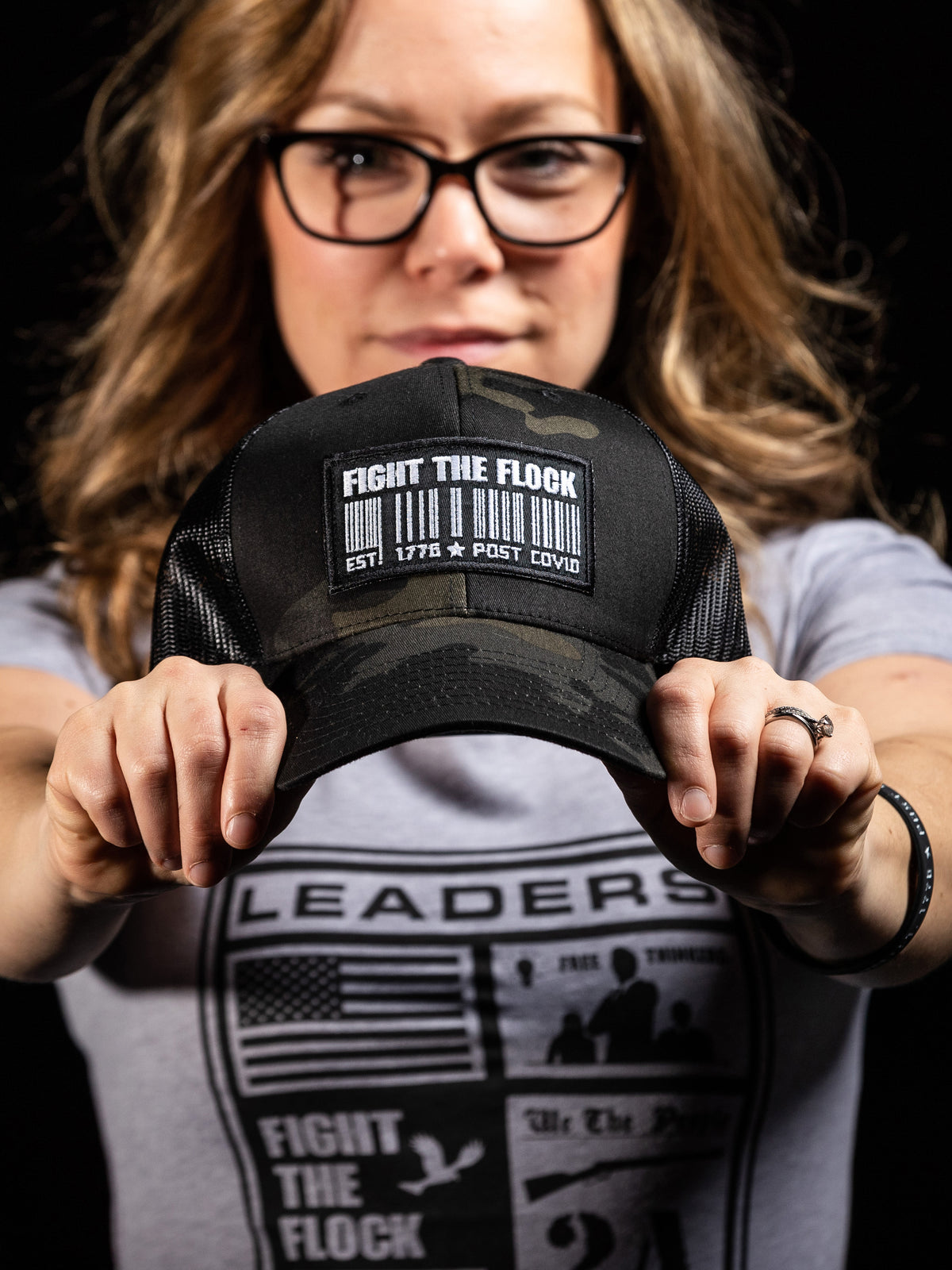 Barcode Trucker Snapback Hat | Black Camo