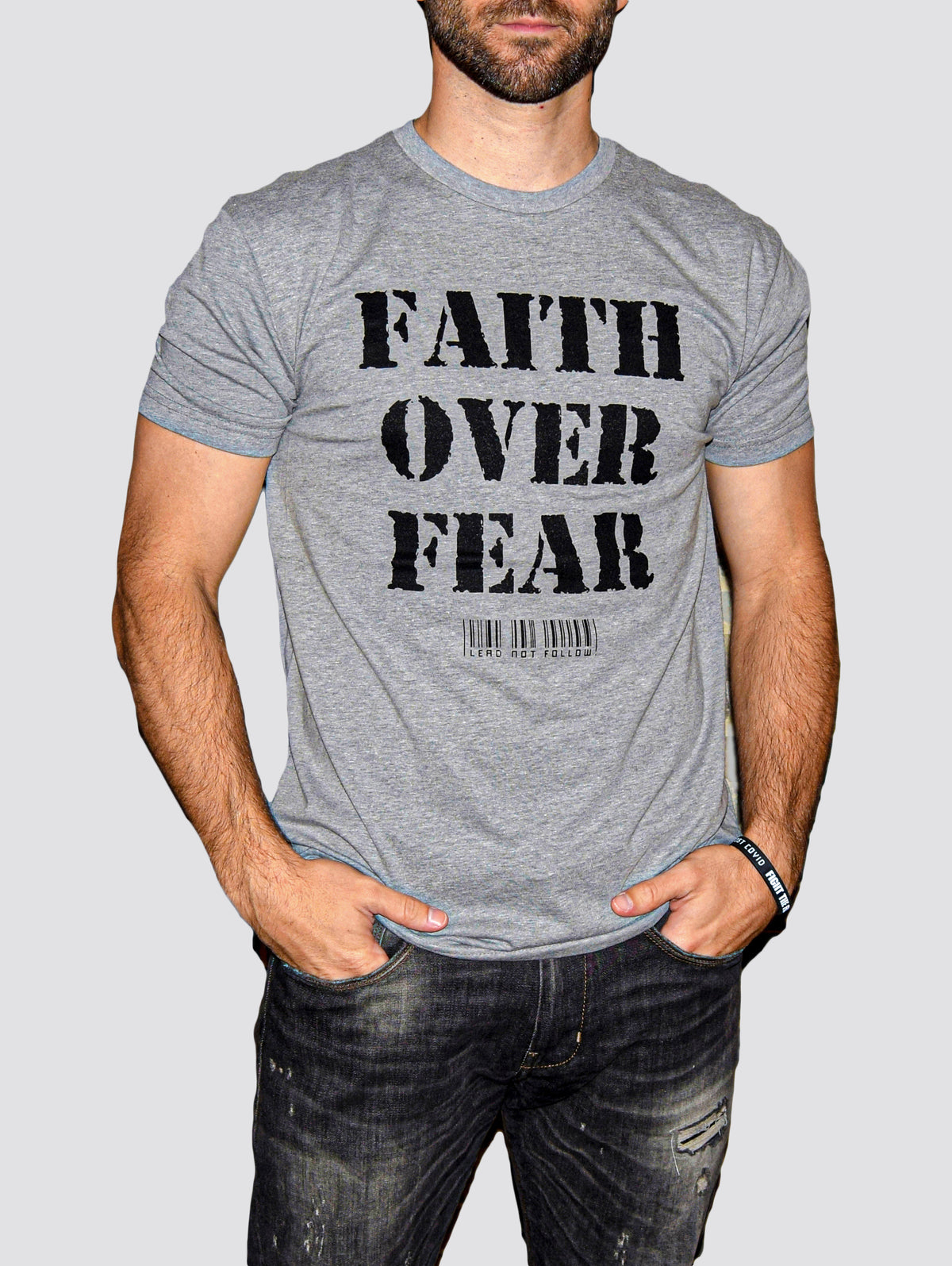 FAITH OVER FEAR Mens Crewneck T-Shirt