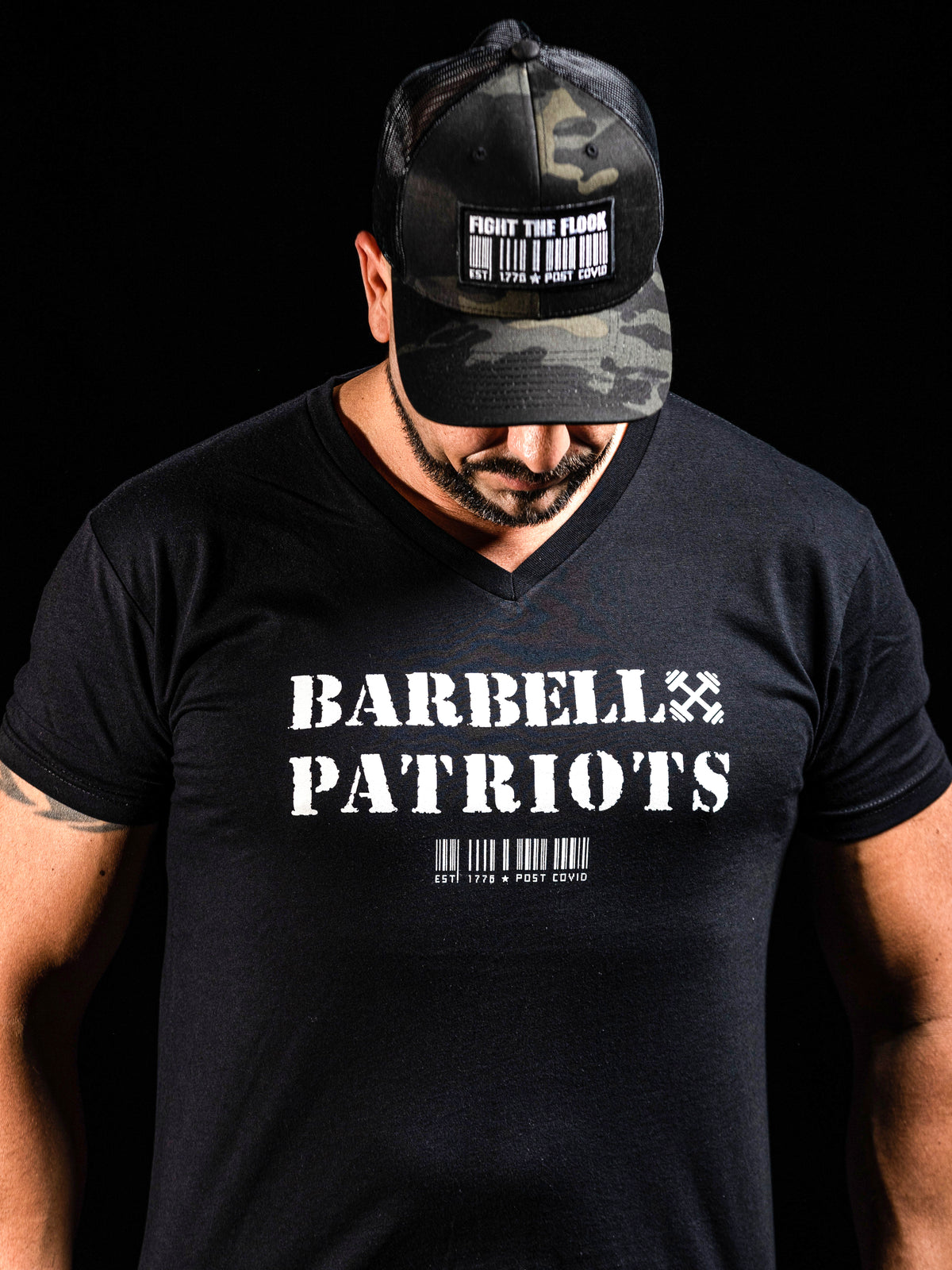 BARBELL PATRIOTS Mens V-Neck T-Shirt