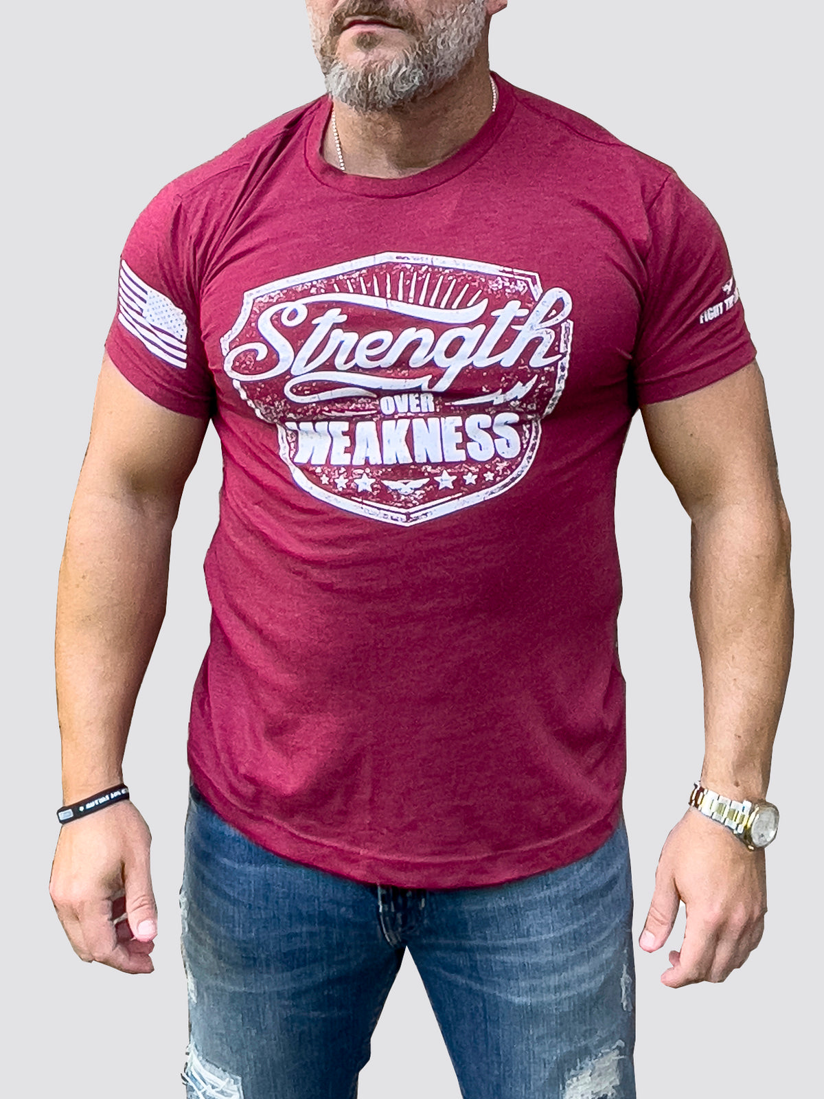 STRENGTH OVER WEAKNESS Mens Crewneck T-Shirt