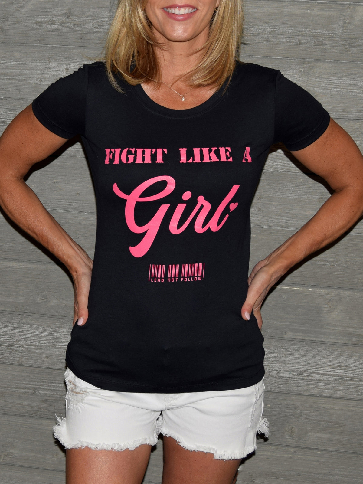 FIGHT LIKE A GIRL Womens Crewneck T-Shirt