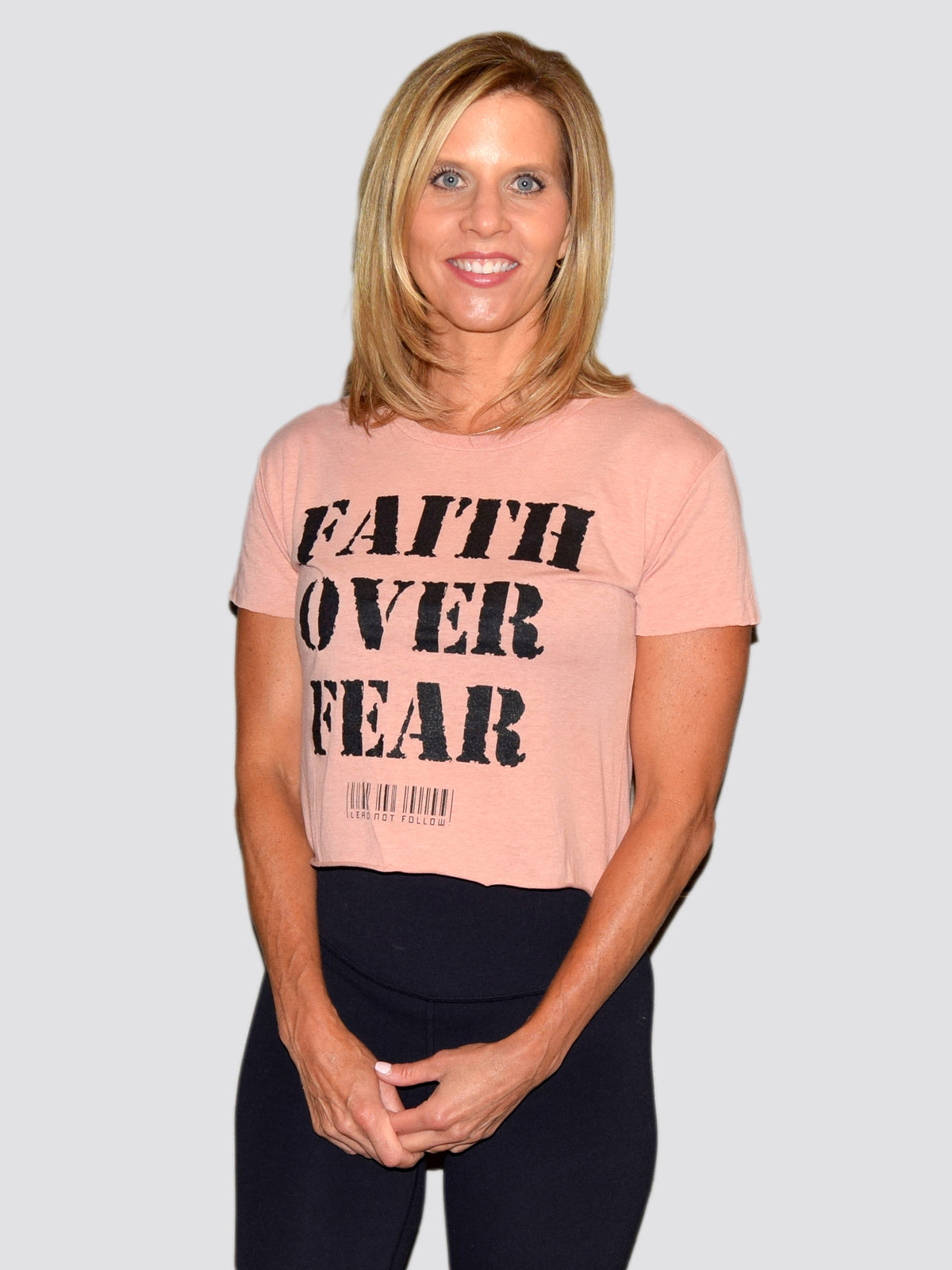 FAITH OVER FEAR Womens Crop Top T-Shirt