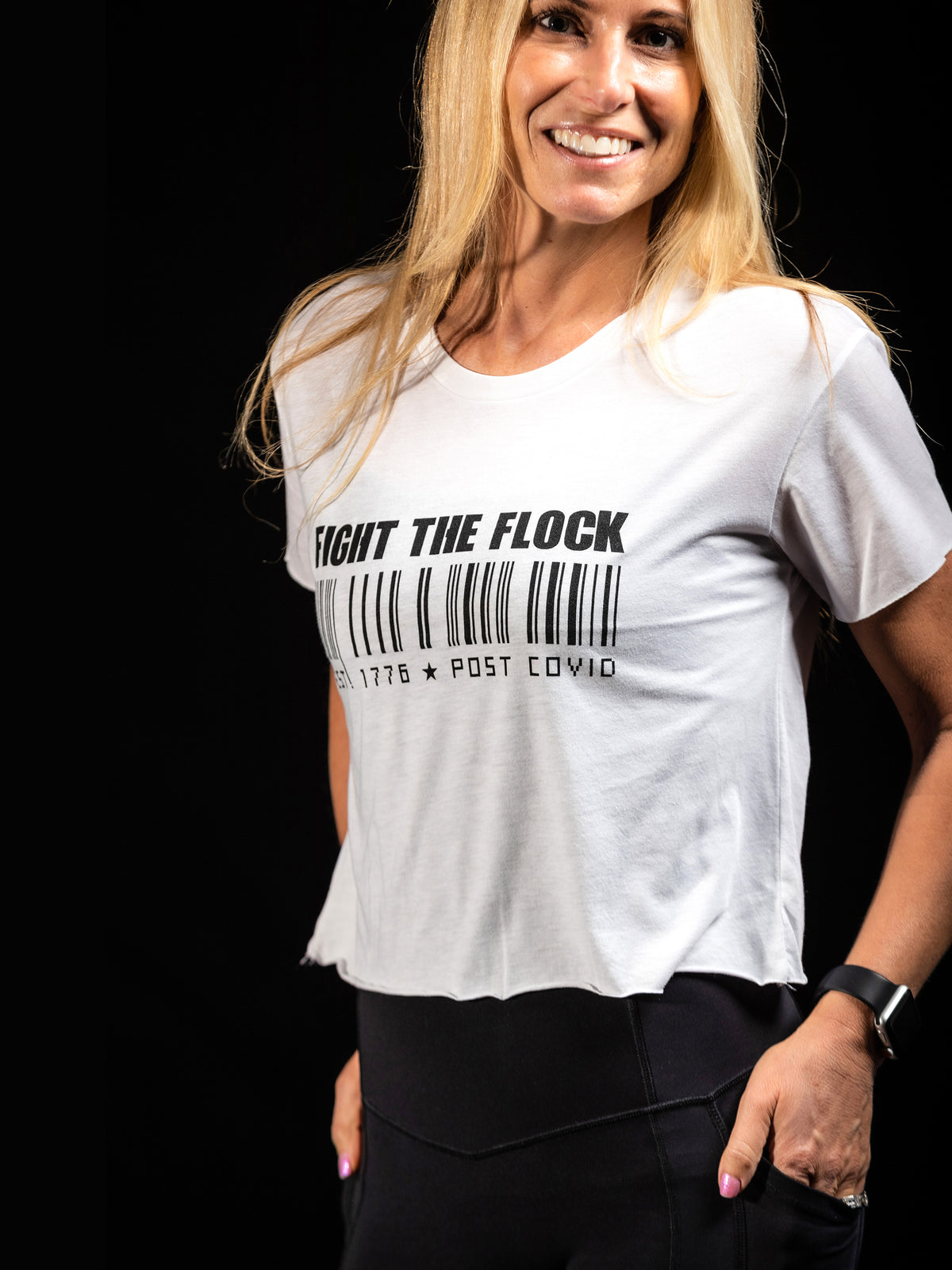 BARCODE LOGO 1776 Womens Crop Top T-Shirt