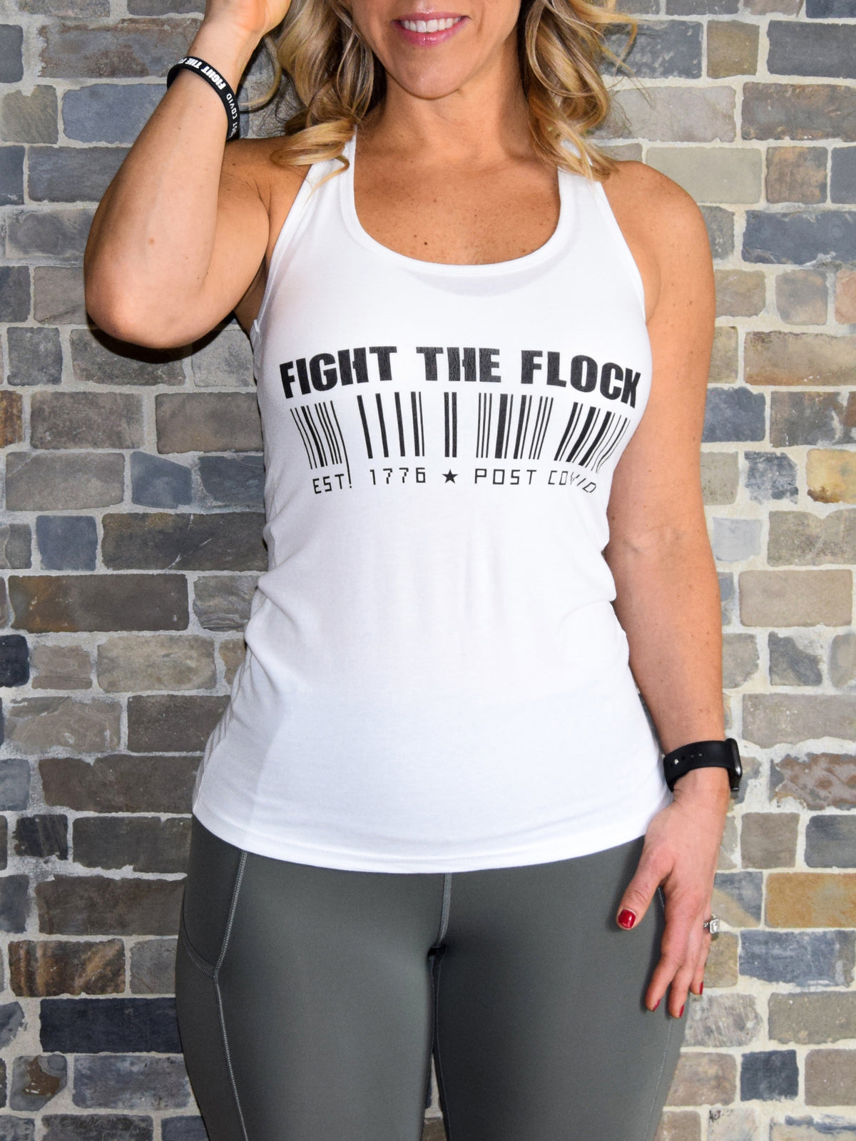 BARCODE LOGO 1776 Womens Fitted Tank